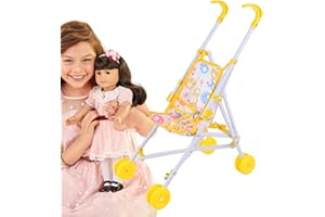 Toddler Toy Doll Stroller | Realistic Play Stroller for Kids - Doll Pram Pretend Dress Up Game Accessories for Vacation Holid