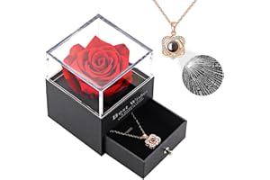 Vanleonet Preserved Real Rose with Heart Necklace, Rose Gifts for Mom/Women/Girlfriend/Wife/Her/Best Friend/Valentine’s Day/Birthday/Anniversary/Thanksgiving/Christmas
