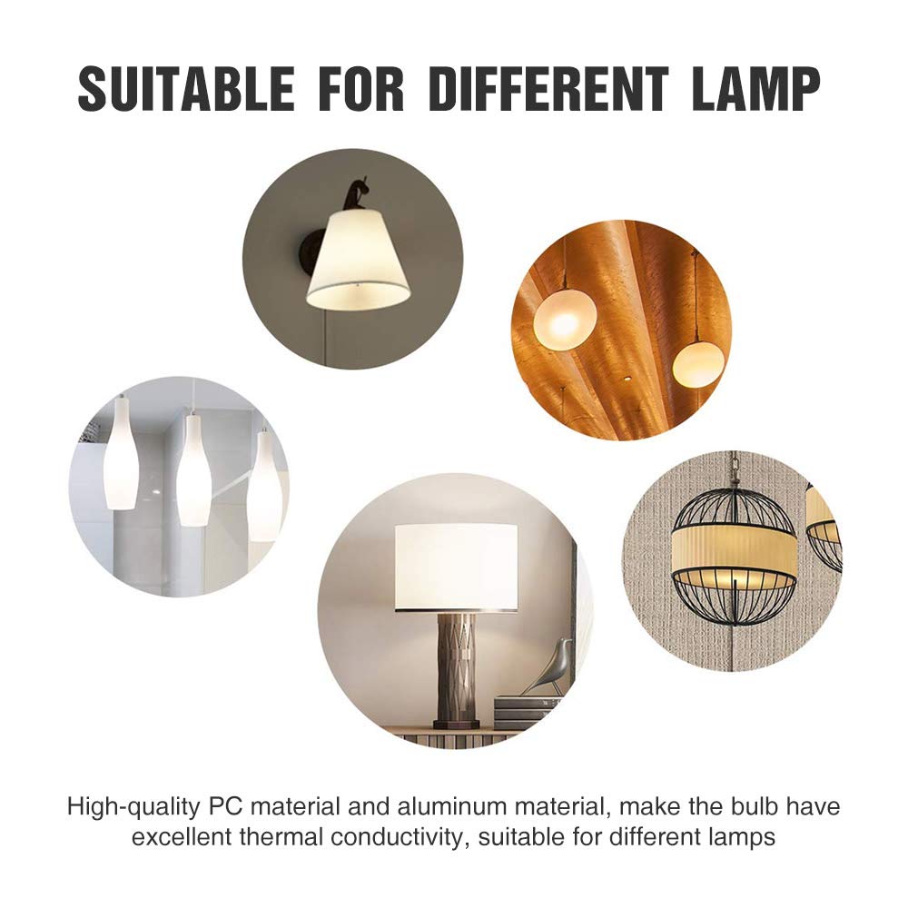 4 Pack Emergency-Rechargeable-Light-Bulb, Stay Lights Up When Power Failure, 1200mAh 15W 80W Equivalent 6000K Battery Operated Light Bulb for Home, Camping, Tent (E27, with Hook)