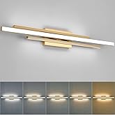 Modern Gold Vanity Light Bathroom Wall Light Fixtures Over Mirror 35 Inch Long Dimmable 3-Light LED Bathroom Wall Lighting 5C
