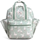 Itzy Ritzy Toddler Backpack - Daycare Bag - Features Adjustable Shoulder Straps, 2 Side Pockets & Spacious Interior with Wipeable Fabric Lining & Name Label, Goose