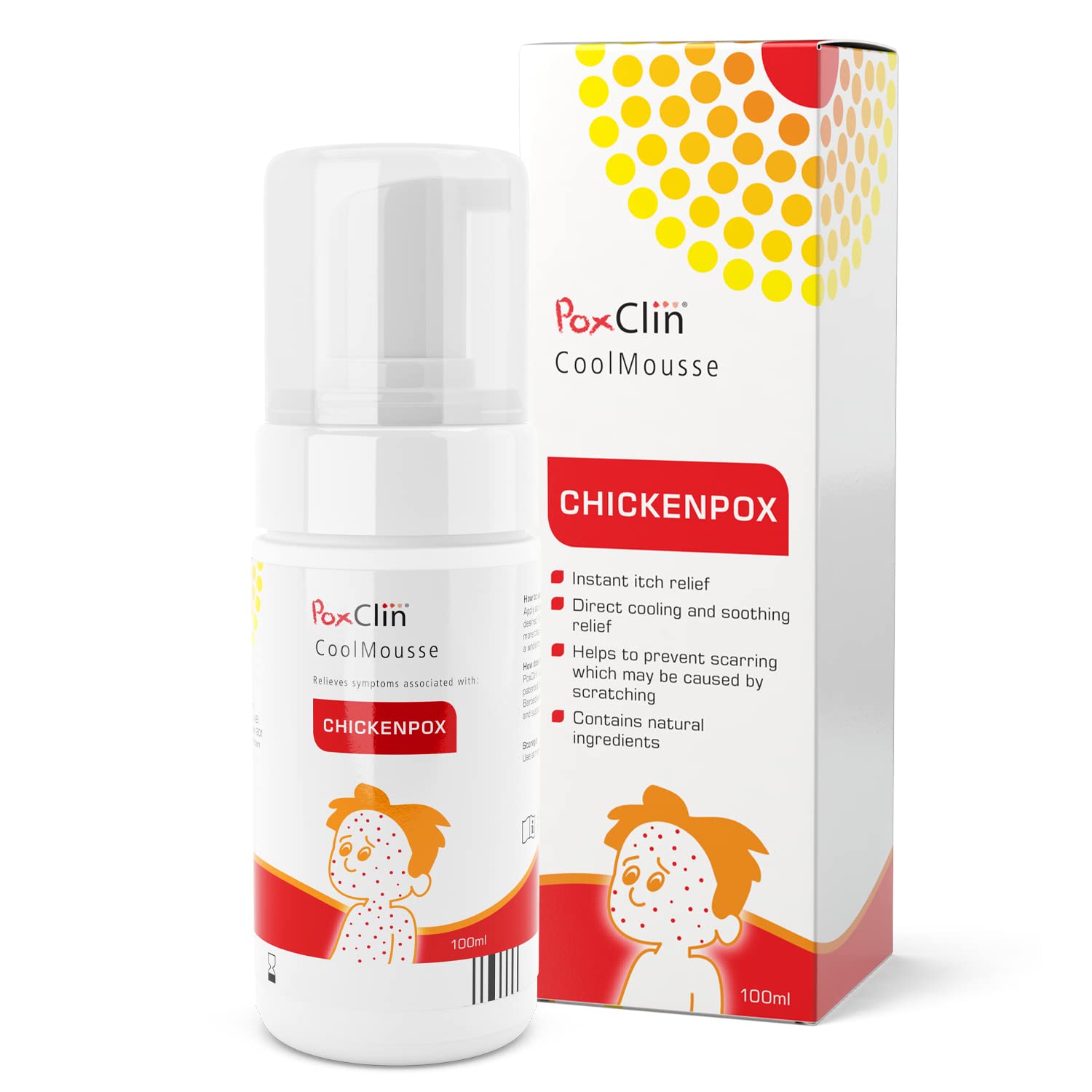 PoxClin CoolMousse Chickenpox Treatment for Children, Relieve Symptoms and Itch of Chickenpox, Natural Ingredients, 100 ml