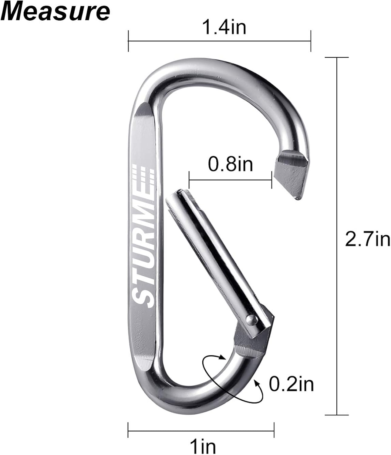 STURME 20pcs 2.7" Carabiner Clip Durable Carabeaner Hooks Small Carabiner D Clip : Sports & Outdoors