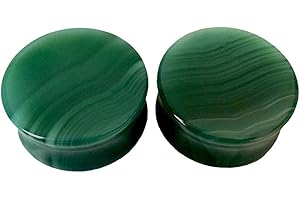 Pierced Owl - Green Agate Natural Stone Saddle Plugs, Sold as a Pair, Stone, no gemstone