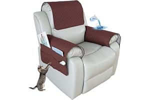 EXTLEZSA Sofa Armrest Covers Headrest Cover Waterproof Nonslip Sofa Slipcover with Side Pocket for Armchair,Chair, Sofa (Coffee,1 Seater (3pcs))