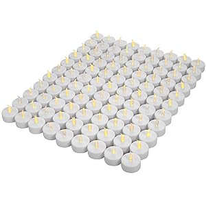 Tea Lights,LED tealight Tea Candles 100-pack,Battery Candles,Flickering Tea Candles for Anniversary,Garden, Wedding, Party, Décor(Warm Yellow Light,100-pack）