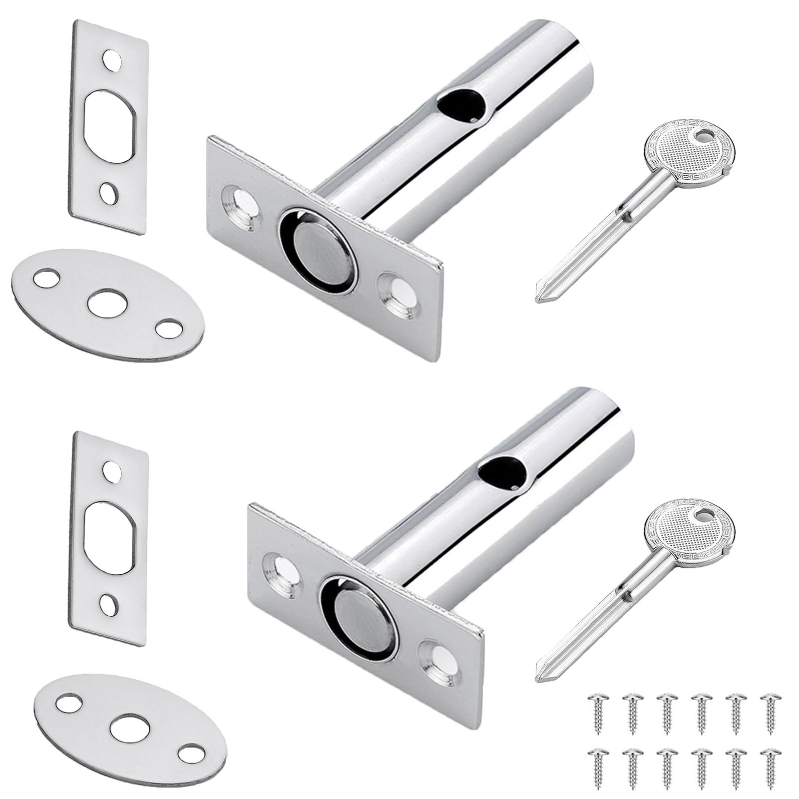 Wmzjnljy 2pcs Door Security Rack Bolt Stainless Steel Door Bolts Security Door Bolts Mortice Door Lock Bolt Protection with Matching Screws for Doors Windows(Z52-2)