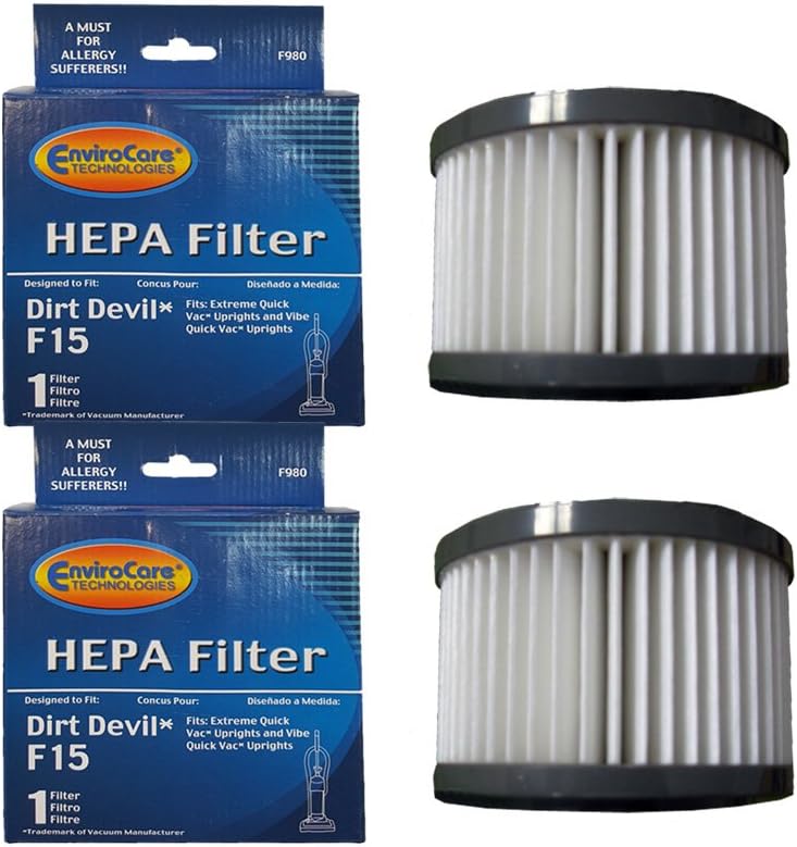 EnviroCare Replacement HEPA Filters for Dirt Devil F15 Uprights 2 Filters