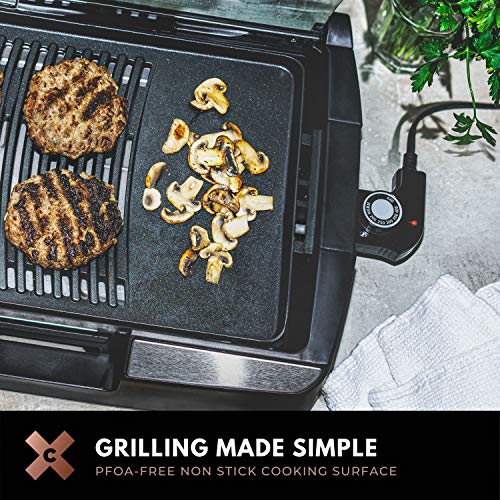 Crux Smokeless Indoor BBQ Grill with Viewing Window, Faster Preheat, Large PFOAFree NonStick