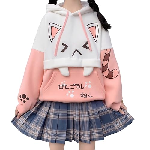Cute Cat Graphic Hoodies Pullover Teens Japanese Kawaii Anime