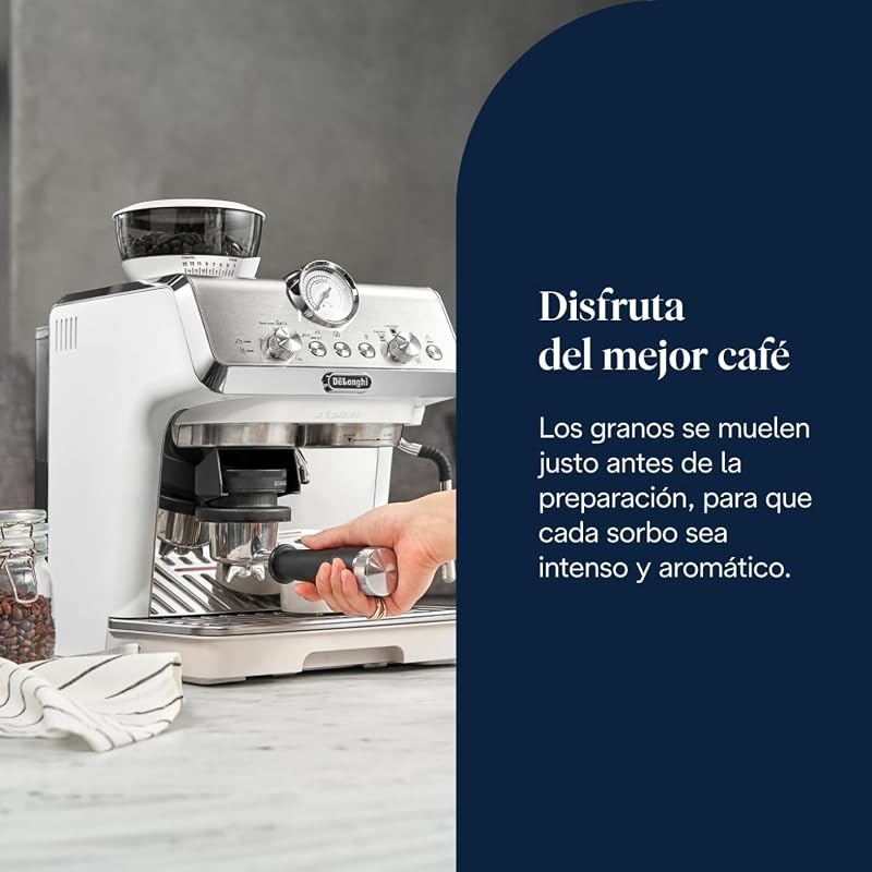 De'longhi la especialista arte ec9155.w, máquina de café expresso manual, tecnologia de moagem de sensor e 8 configurações, controle ativo de temperatura, bocal de leite mylatte art, 1550w, branco