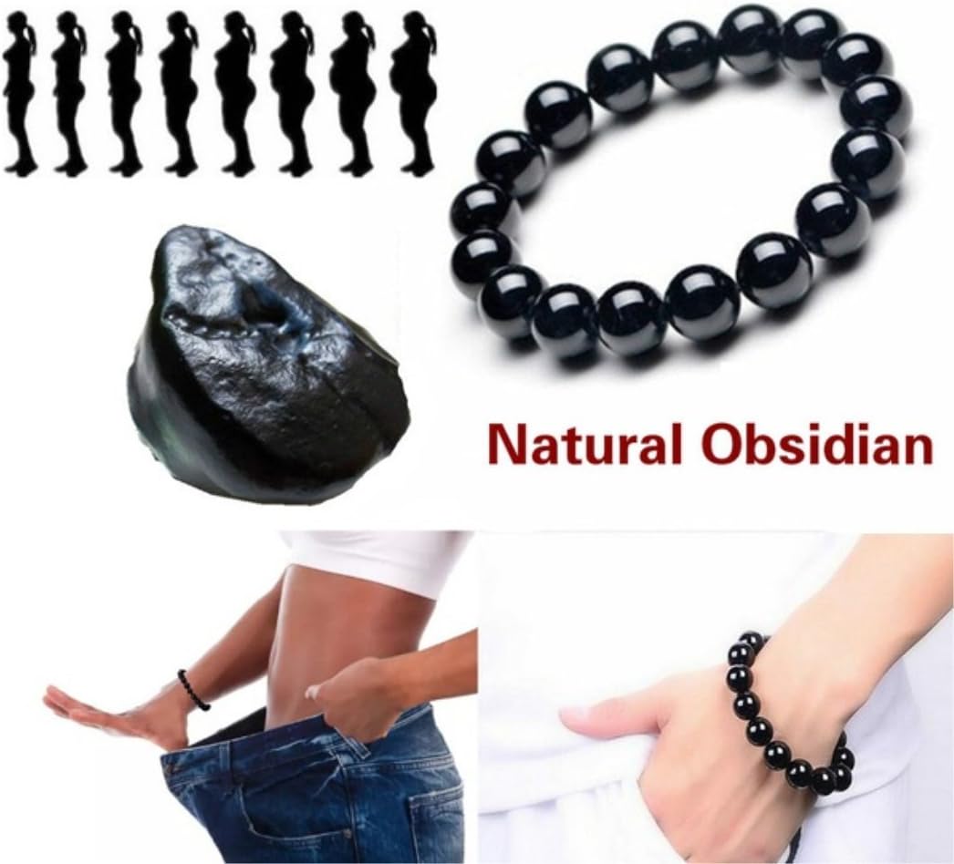 KaiKBax obsidian bracelet,Natural Stone Obsidian Anti fatigue Bracelet Women/Men Jewelry Agate Quartz Crystal Bead Bracelet 8 mm