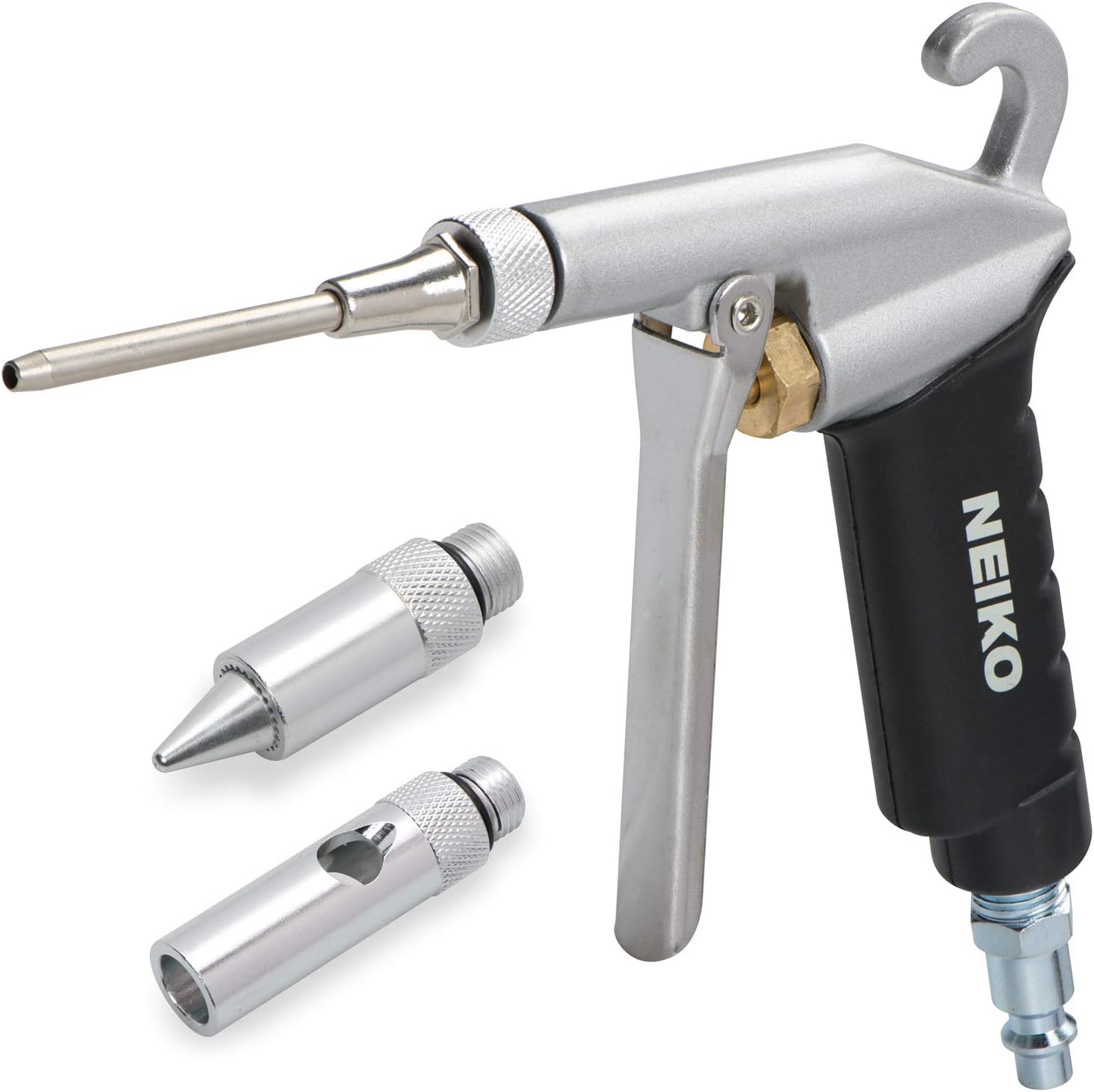 Neiko 31112 Air Blow Gun Set with 5 Interchangeable Nozzles and Over-Sized Trigger | 5 Piece Set - Air Compressor Accessories - 