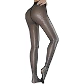 Caprilite 2 Pairs Women Fleece Lined Tights-Fake Translucent Leggings High Waist Pantyhose Sheer Thick Warm Tights For Women