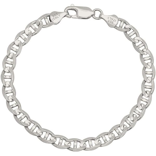 Amazon.com: Sterling Silver Flat Mariner Link Chain Bracelet