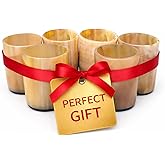 Lord of Battles Viking Drinking Horn Mugs 100% Authentic Handmade Natural Shot Glasses Beer Gift for Him/Her Medieval Stein for Ale, Mead, Whiskey (6, 60-80 ML)