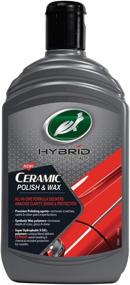 Turtle Wax Hybrid Solutions Ceramic Car Polish and Wax, Light Scratch Remover, Durable Paint Protection