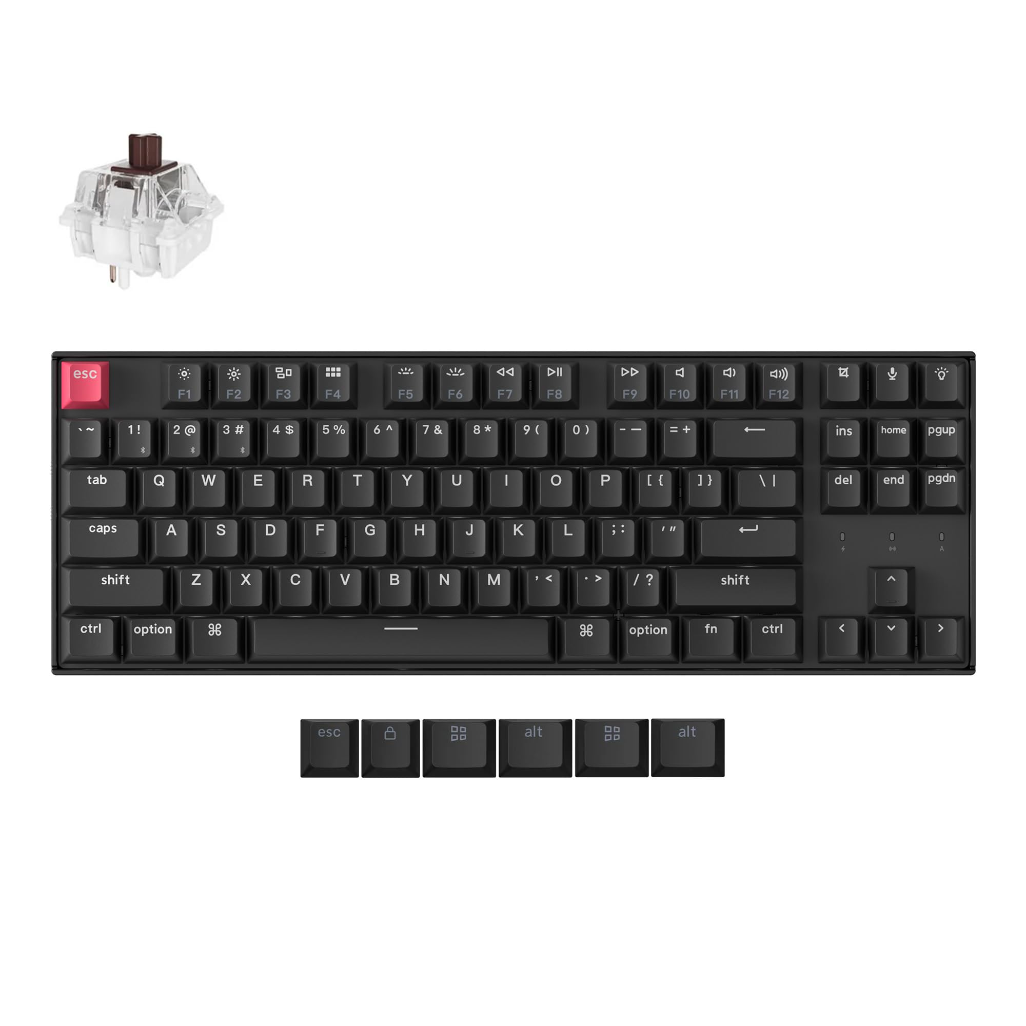 Keychron K8 Version 2 TKL Custom Wireless Mechanical Keyboard, QMK Programmable Bluetooth 5.2/Wired, White Backlit with Shine-Through PBT Keycaps, Super Brown Switch for Mac Windows Linux