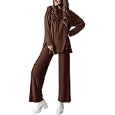 PRETTYGARDEN Women's Two Piece Lounge Sets Matching Long Sleeve Shirts Wide Leg Pants Tracksuits Travel Outfits Fall Clothes