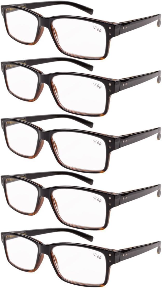 Eyekepper Mens Vintage Reading Glasses5 Pack BlackTortoise Frame