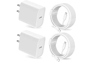 YYDBS 25W iPhone Charger, 2 Pack 25W PD USB C Wall Fast Charger Adapter with 2 Pack 10FT Long Type C to Lightning Cable Compatible with iPhone 14 13 12 11 Pro Max XR XS X,iPad