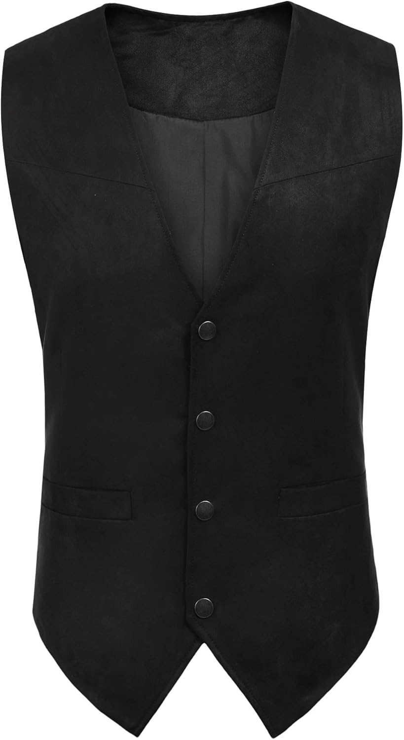 COOFANDY Men's Suede Leather Suit Vest Casual Western Vest Jacket Slim Fit Vest Waistcoat at  Men’s Clothing store