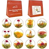 LWXLJMJZC－12 Unique Varieties Blooming Green Tea Ball | Jasmine Flowering Tea | Individual Pack with Flowers－Gifts For Tea Lovers