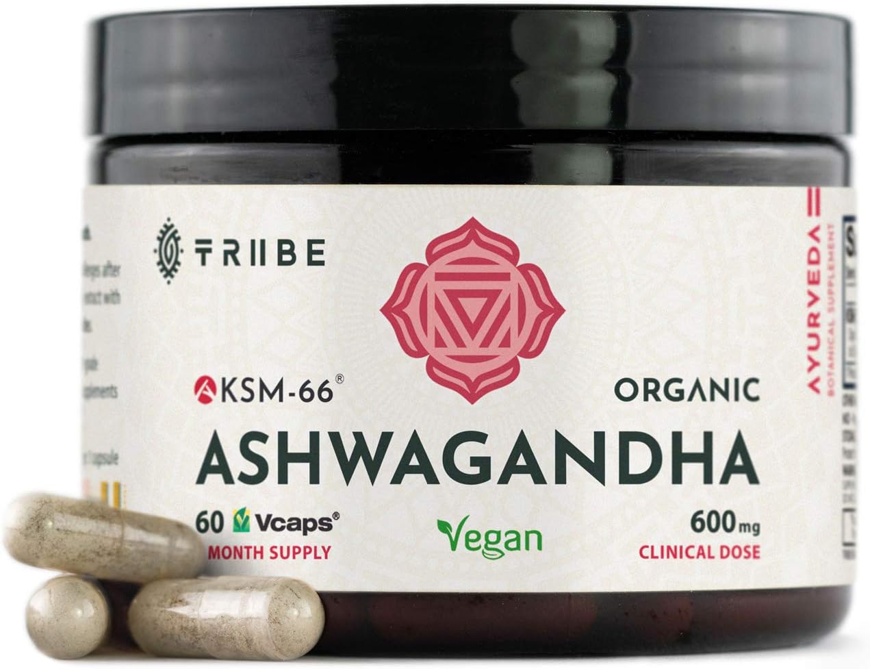 Vegan KSM-66 Ashwagandha Capsules - Pure Organic Root Extract, NO Additives - 5% Withanolides - 60 VCaps - Stress Relief Boost Immunity Adrenal Support Thyroid Support Cortisol Manager: Health & Personal Care