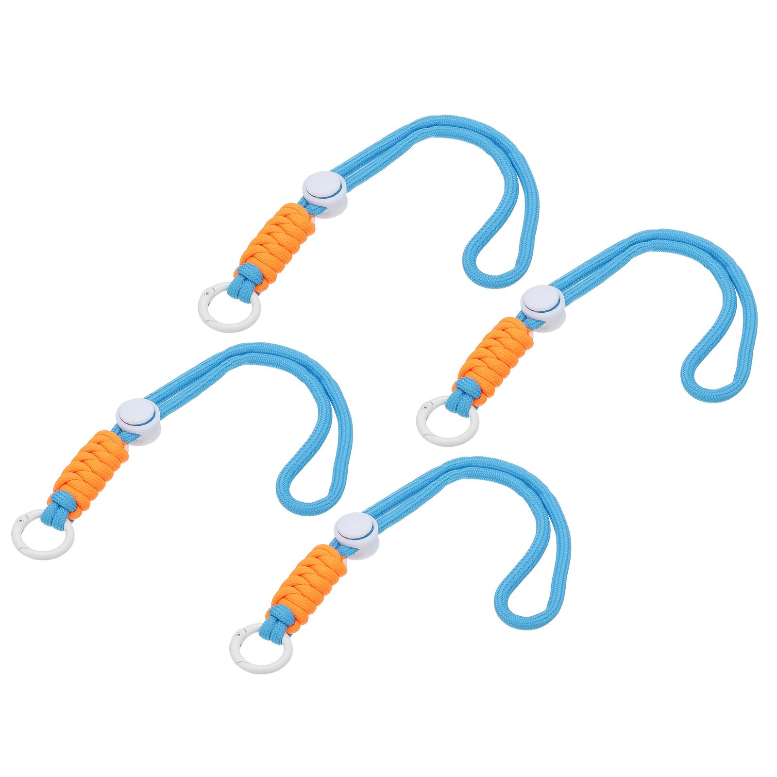 PATIKIL Paracord Lanyard Keychain, 4Pcs Cell Phone Keychain Rope Wrist Lanyards Braided Strap with Spring Ring for Hanging Key, Light Blue, White, Orange