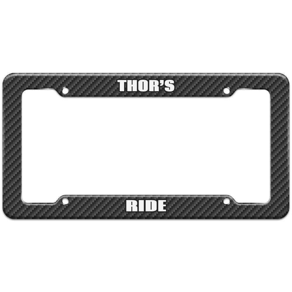 Carbon Fiber Pattern License Plate Frame Ride Names Male Ta