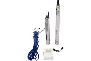CILDON Submersible Irrigation Pump, 1In Outlet Submersible Bore Pump, 196.85Ft Lift, 110V Deep Well Pump for Farm Irrigation, W/65.62Ft Cable, Control Box