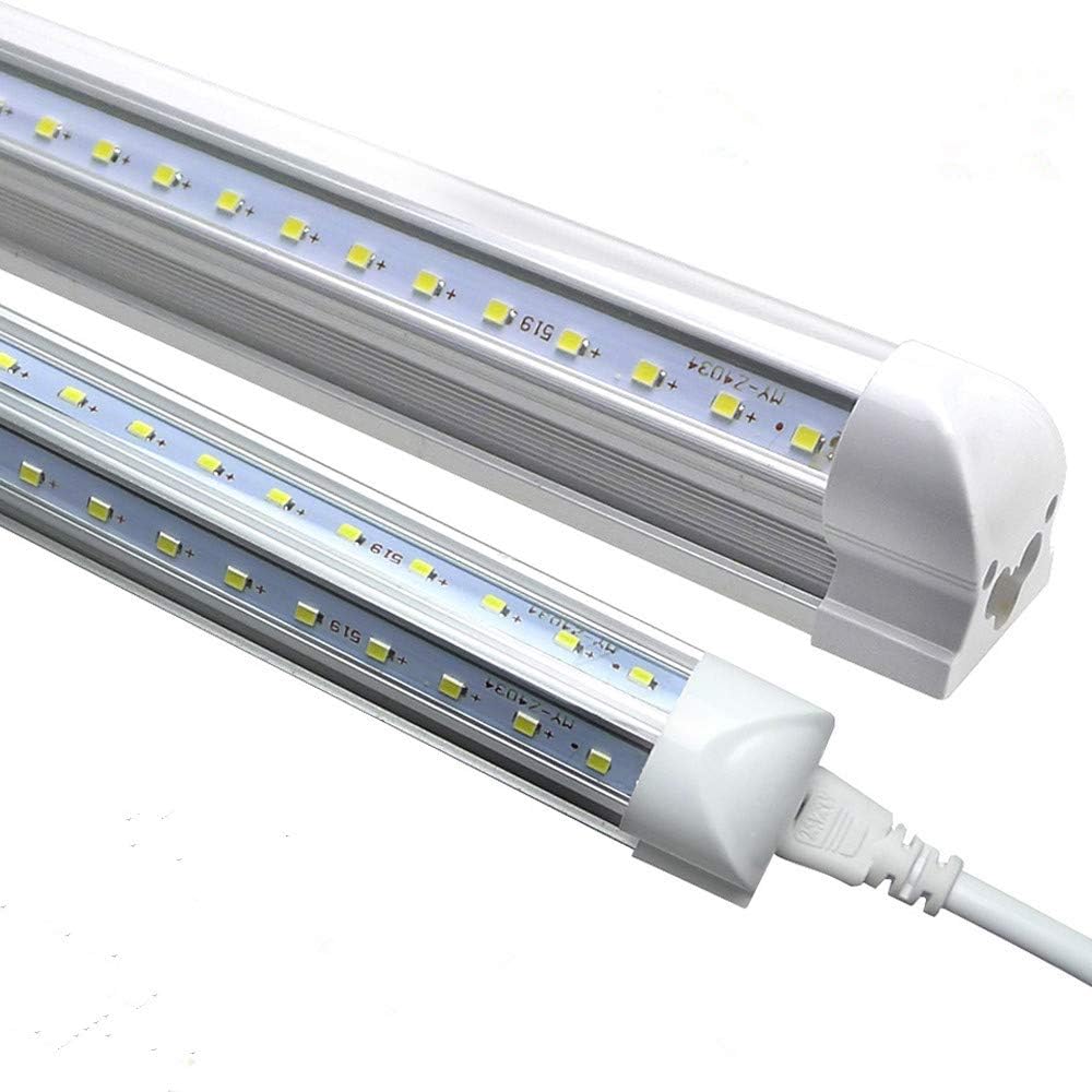 LED Shop Light Fixture 4ft, T8 V Shape Integrated Led Bulbs 36W, 6000K Cool White, Clear Cover,3600lm,AC85-277V Dual-Sided LED Cooler Door Lights 25 Pack …