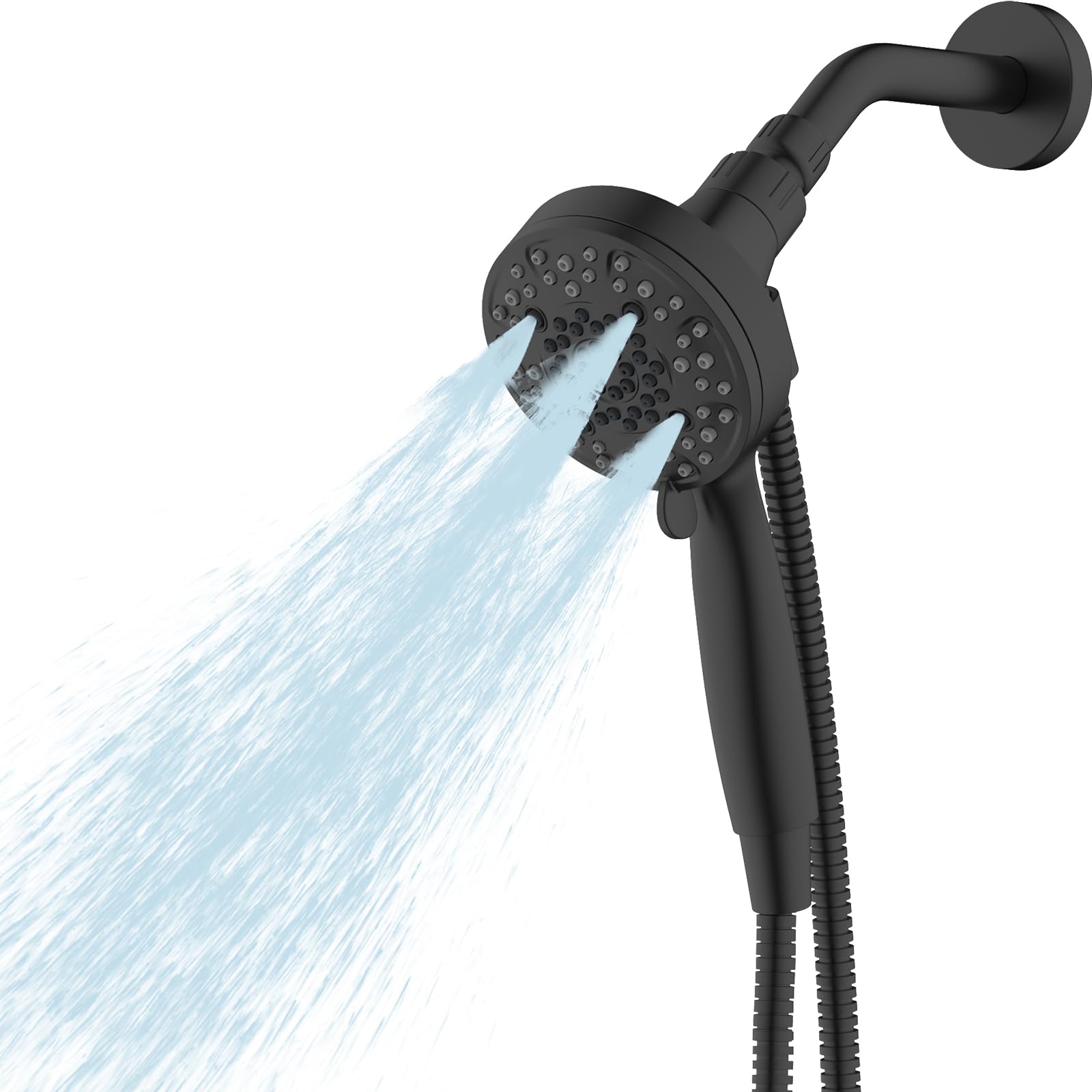 Photo 1 of Ryamen Magnetic Handheld Shower Head, With 6 Spray Modes, High Pressure Shower Head with Handheld, Magnetic Docking Technology, 4.3 Inches Panel, 70'' Stainless Steel Hose, Black
