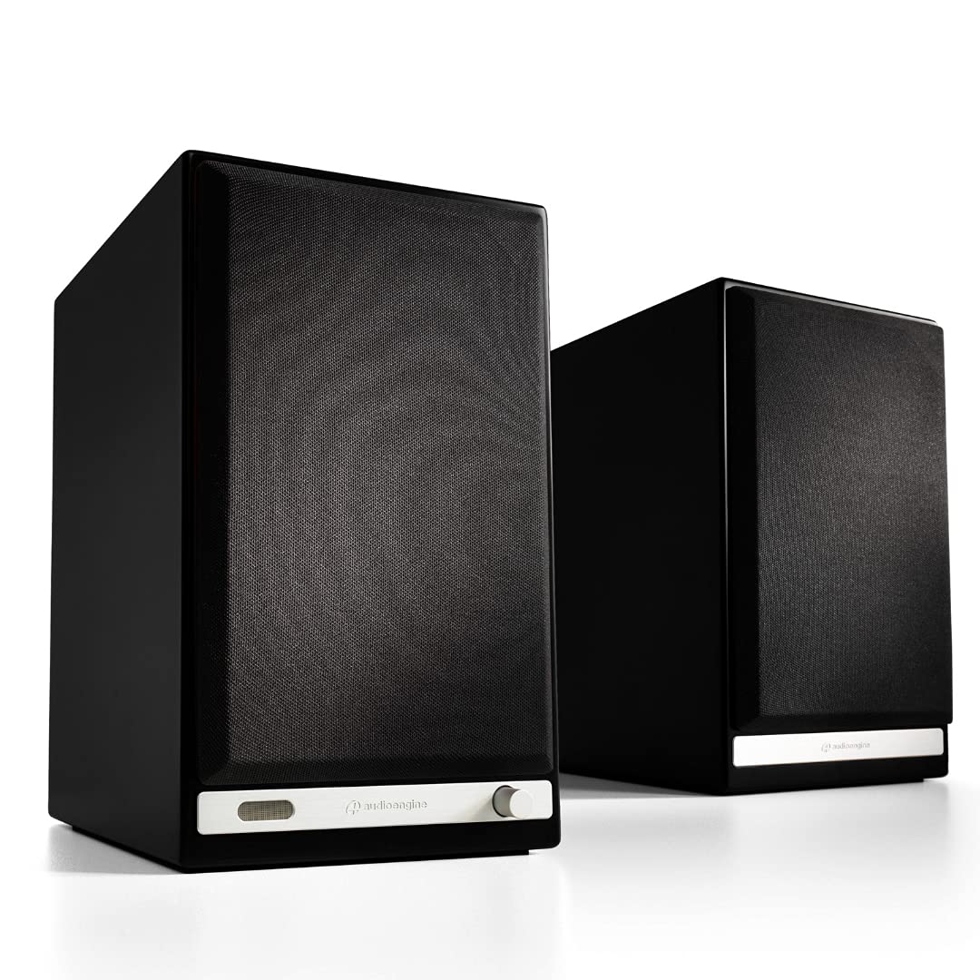Audioengine HD6 Black Powered Bookshelf Stereo Speakers and S8 Black Subwoofer with Remote
