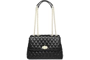 ER.Roulour Quilted Crossbody Bags for Women, Trendy Roomy Shoulder Handbags with Flap Gold Hardware Chain Purses Shoulder Bag