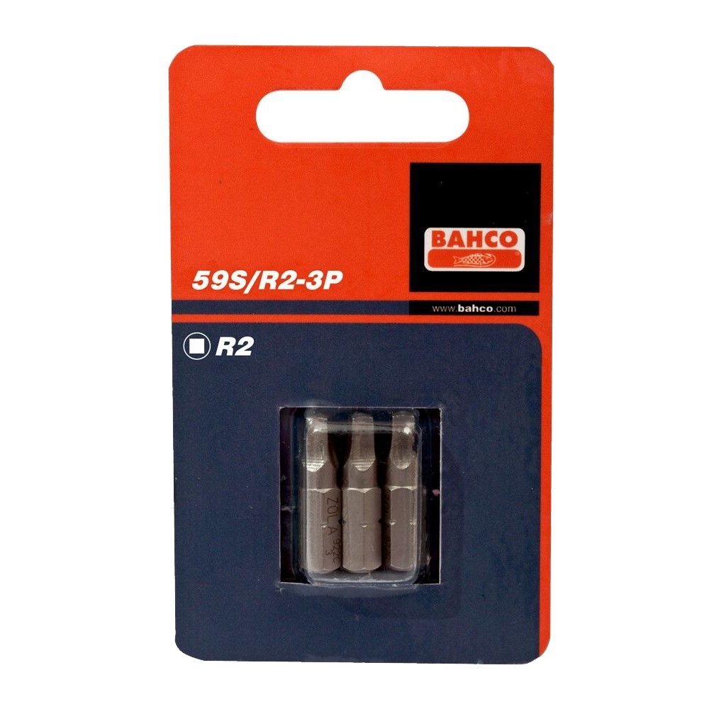 Bahco 59S/R2-3P R2 Bits for Robertson Head Screws, Multi-Colour, 25 mm, Set of 3 Pieces