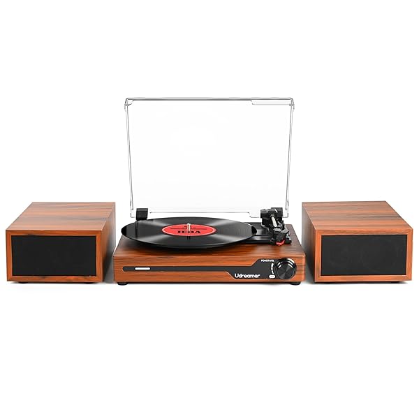 VINYL RECORD PLAYER WITH SPEAKERS,BLUETOOTH PORTABLE TURNTABLE FOR...