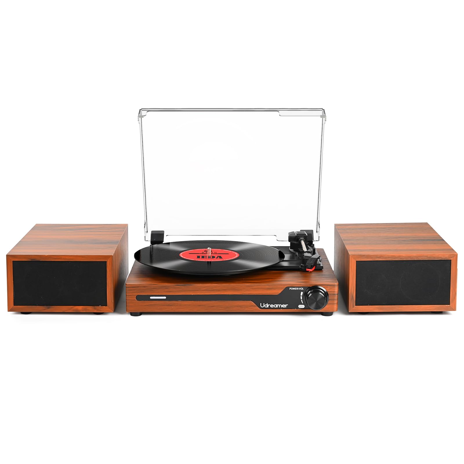 Photo 1 of Vinyl Record Player with Speakers,Bluetooth Portable Turntable for Vinyl Records,Phonograph LP Player with 3 Speed USB RCA in Vintage Brown