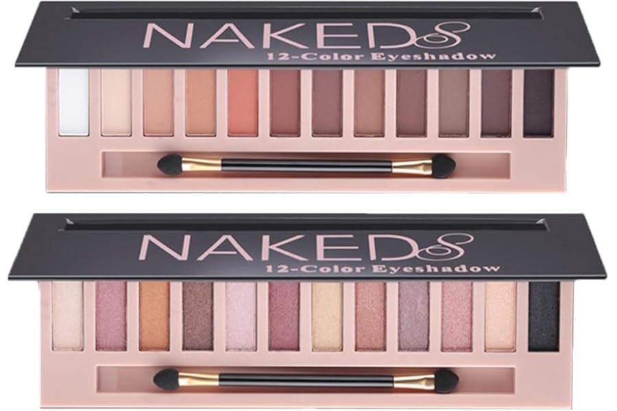 BestLand 2 Pack 12 Colors Makeup Nude Colors Eyeshadow Palette Natural Nude Matte Shimmer Glitter Pigment Eye Shadow Pallete Set Waterproof Smokey Professional Beauty Makeup Kit (2 PCS)