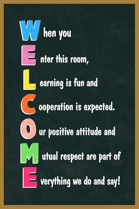 Classroom Sign Welcome Teacher Motivational Inspirational. Rules Guidelines Light Tan Cool Wall Decor Art Print Poster 24x36