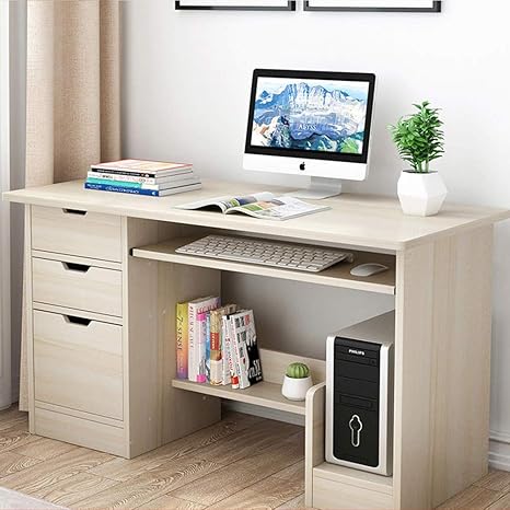 Amazon Co Jp デスクトップ パソコンテーブル 収納ラック付き 簡単な耐久性 オフィス デスク 多目的な密集した ラップトップ テーブル ホーム ベッドルーム オフィス W 1x45x72cm 47x18x28in ホーム キッチン
