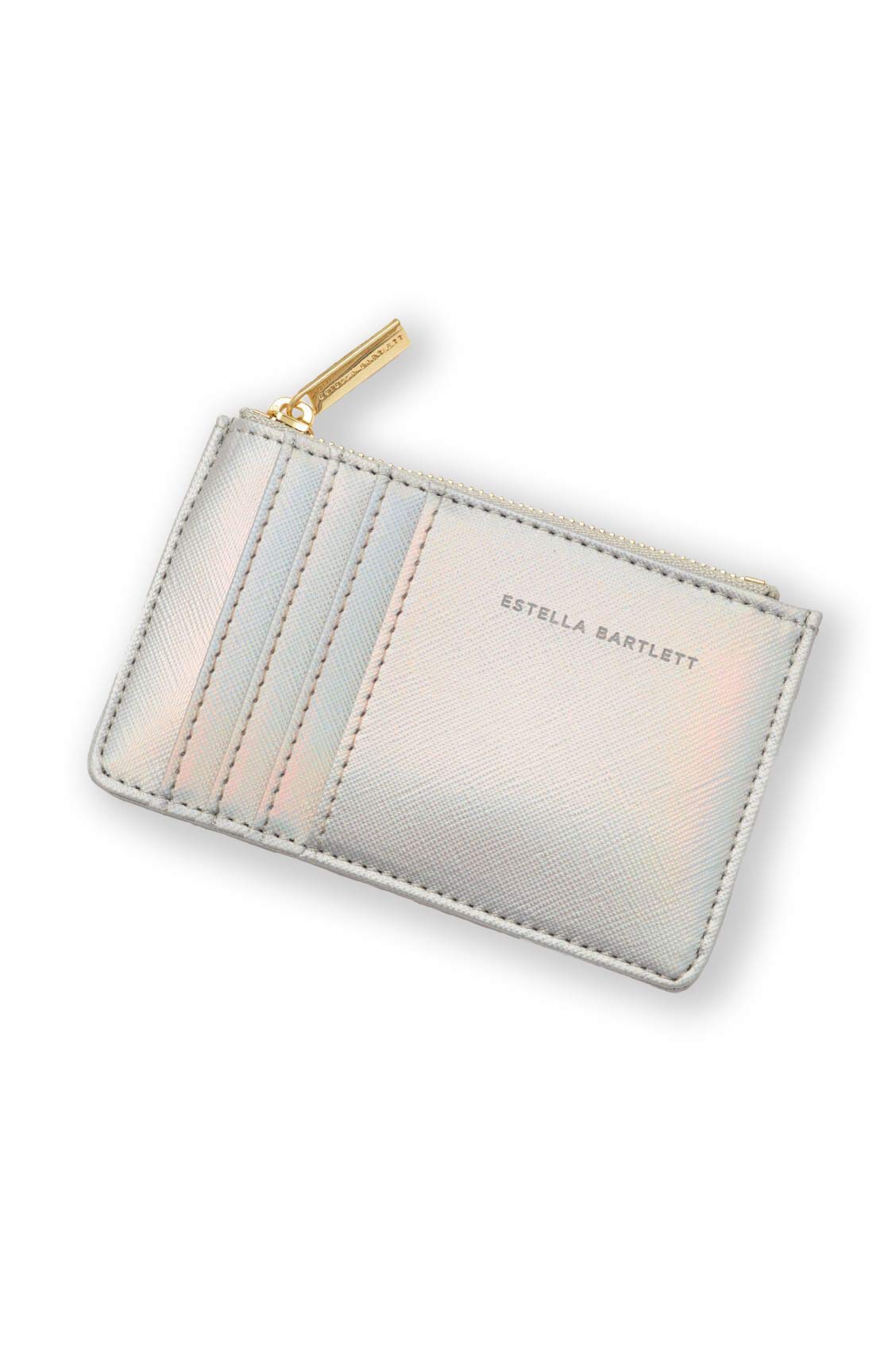 Estella Bartlett 'Positive Vibes' Iridescent Vegan Leather Card Purse – Slim Card Holder Wallet for Women, Compact Everyday Accessory