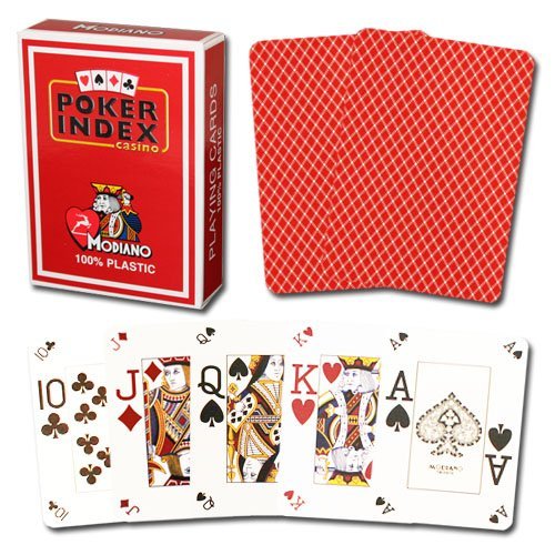 Modiano Poker Index 100% Plastic Playing Cards (Red)