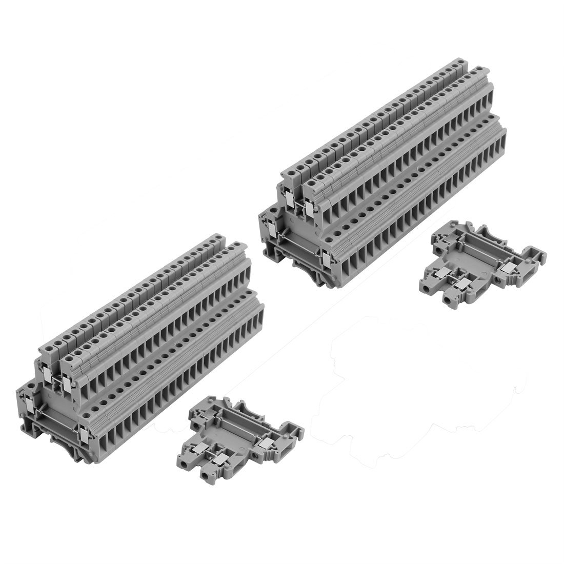 sourcingmap 50Pcs UKK5 DIN Rail Mount Double-level Terminal Block 600V 32A 28-10AWG Gray