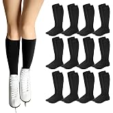 Toulite 12 Pairs Ice Figure Skating Socks for Girls Women Kids | Skating Socks for Girls, Kids Ice Skating Socks, Roller Skate Stockings, Light Opaque Look, Knee High, Ice Performance Wear