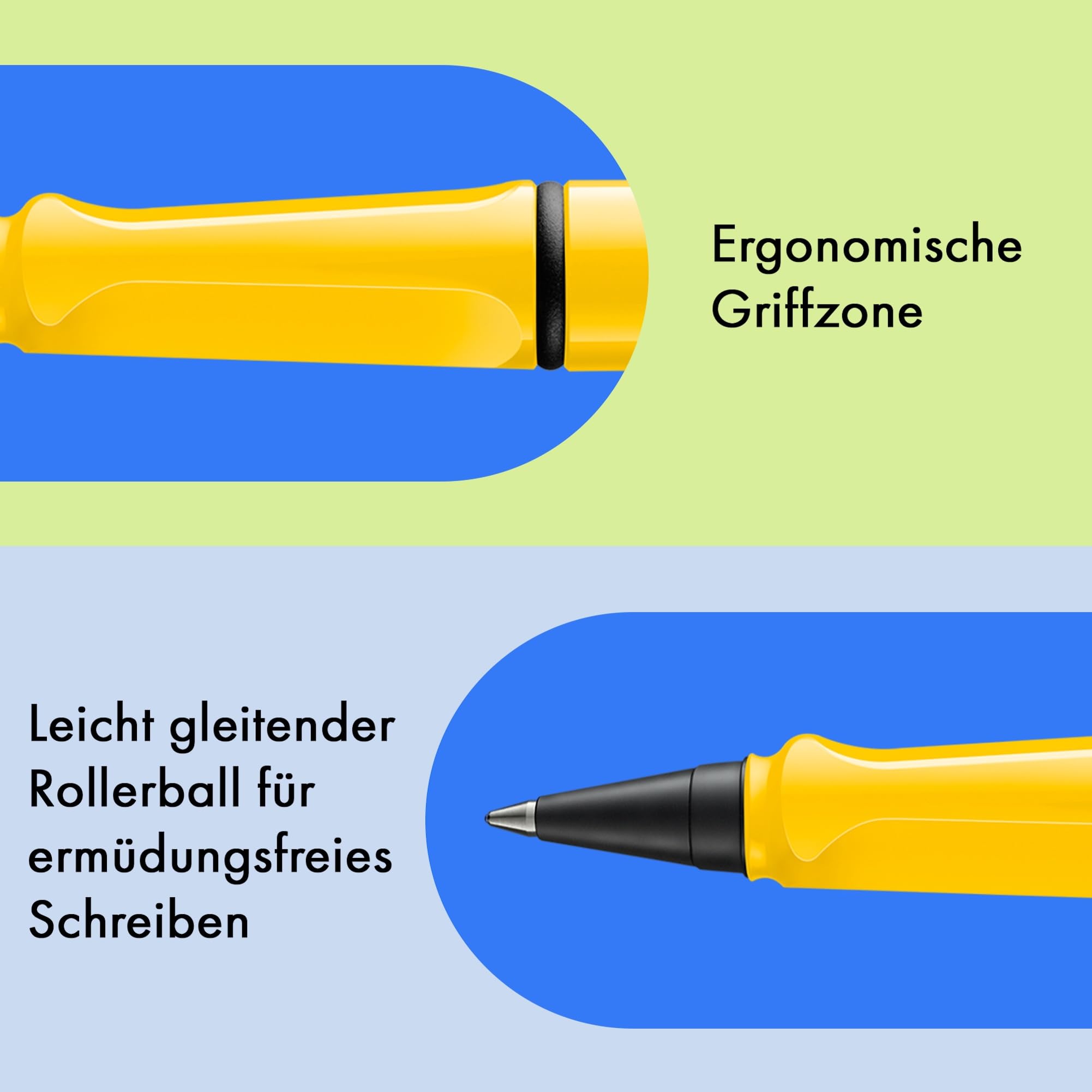 Lamy safari roll-ink yellow Tintenpatronenroller – zeitlos klassischer Stift mit ergonomischem Griff & Strichbreite M - Gehäuse aus robustem ASA-Kunststoff – inkl. Tintenpatrone T10 blau 2
