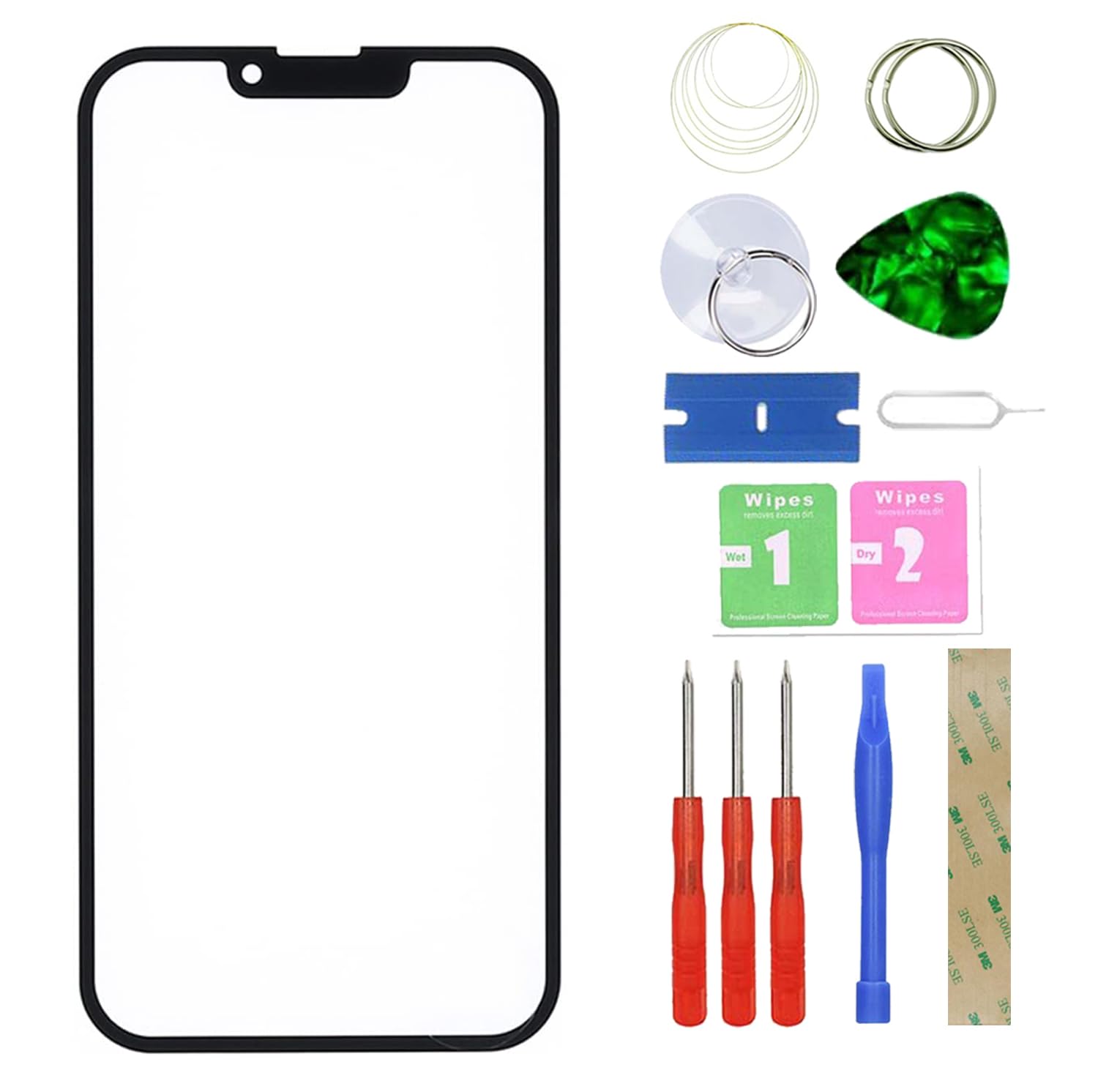 MovTEK Screen Replacement Front Glass +OCA compatible with iPhone 13 Mini (No Touch and LCD Display) with Repair Kit -5.4"