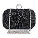 Chichitop Womens Luxury Special Crystals Beaded Pearl Evening Clutch Bag,Black