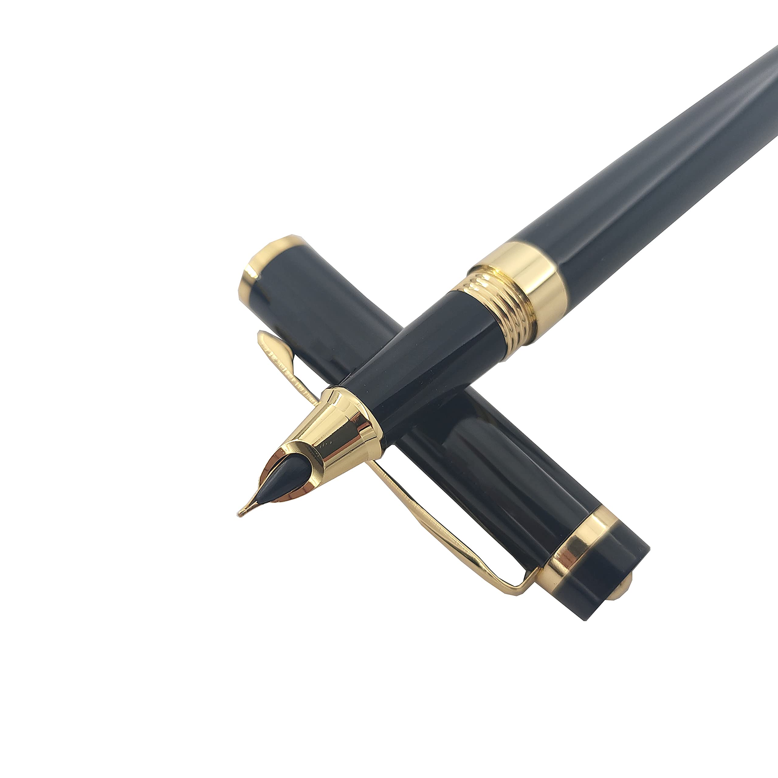 MCKhome Fountain Pen, Fine Stainless Steel Nib, Liquid Ink, Ergonomic, Black- Business Gift