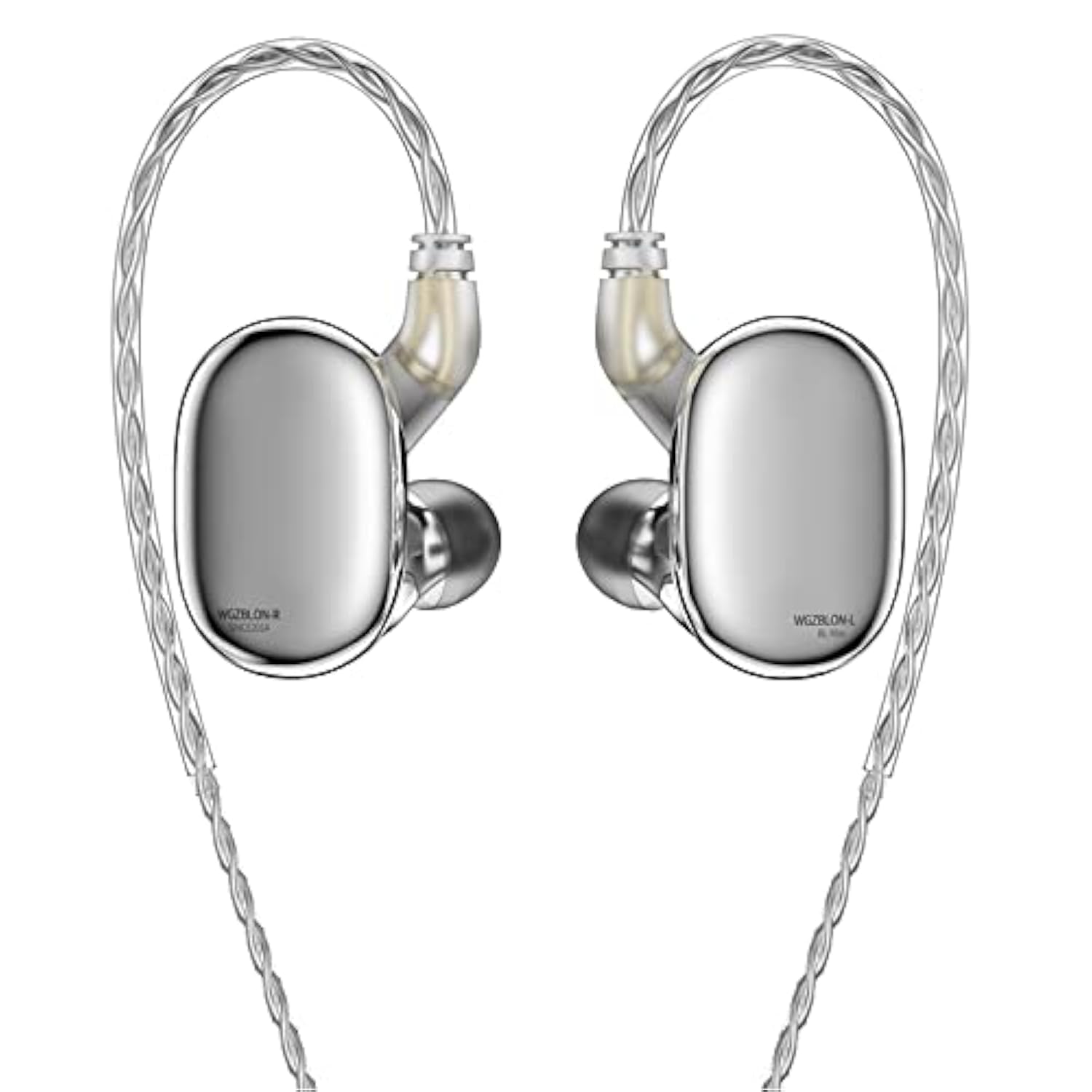 Yinyoo In Ear Monitors for Musicians, BLON BL-MAX 10mm Carbon Diaphragm+ 6mm Drivers Headphone, Wired In-ear Earphones Earbuds with Zinc Alloy Shell & Detachable 0.78mm 2Pin Cable (Silver, No mic)